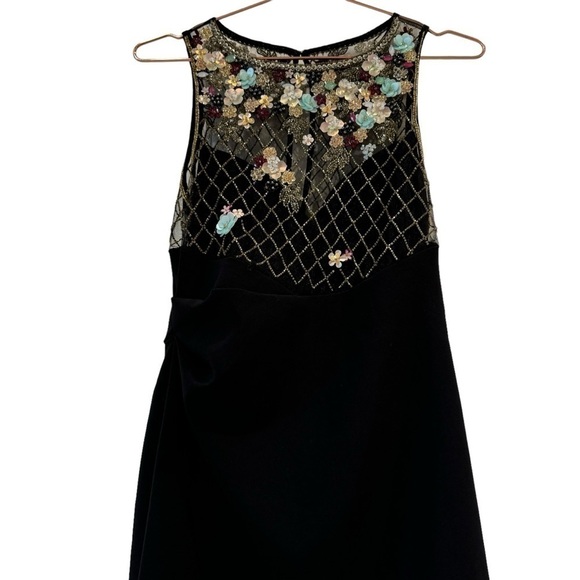 PARKER BLACK Floral Beaded Rouched Side Black Dress - Picture 7 of 12